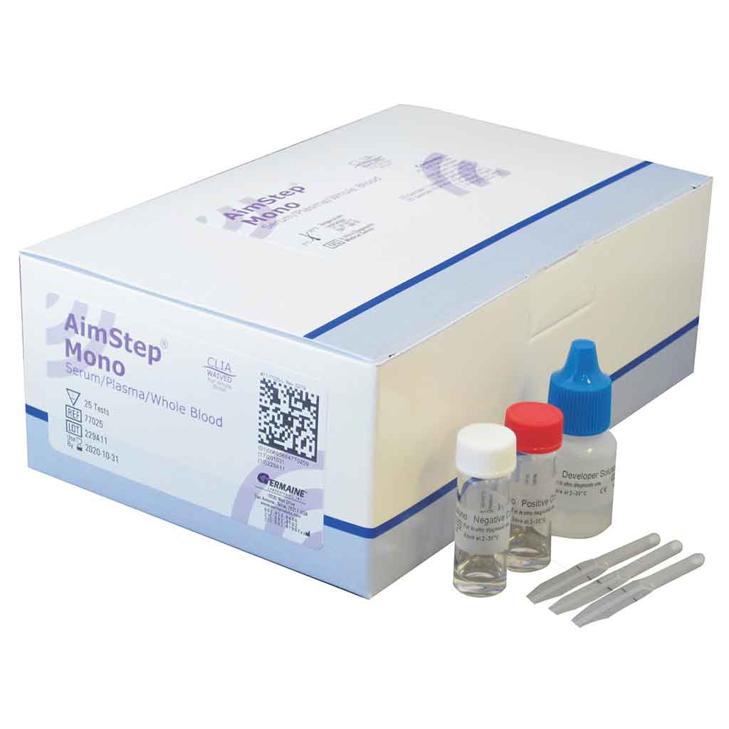 Rapid Test Kit AimStep® Mono Infectious Disease Immunoassay Infectious Mononucleosis Whole Blood / Serum / Plasma / Whole Blood Sample 25 Tests by Germaine Laboratories  ID 77025